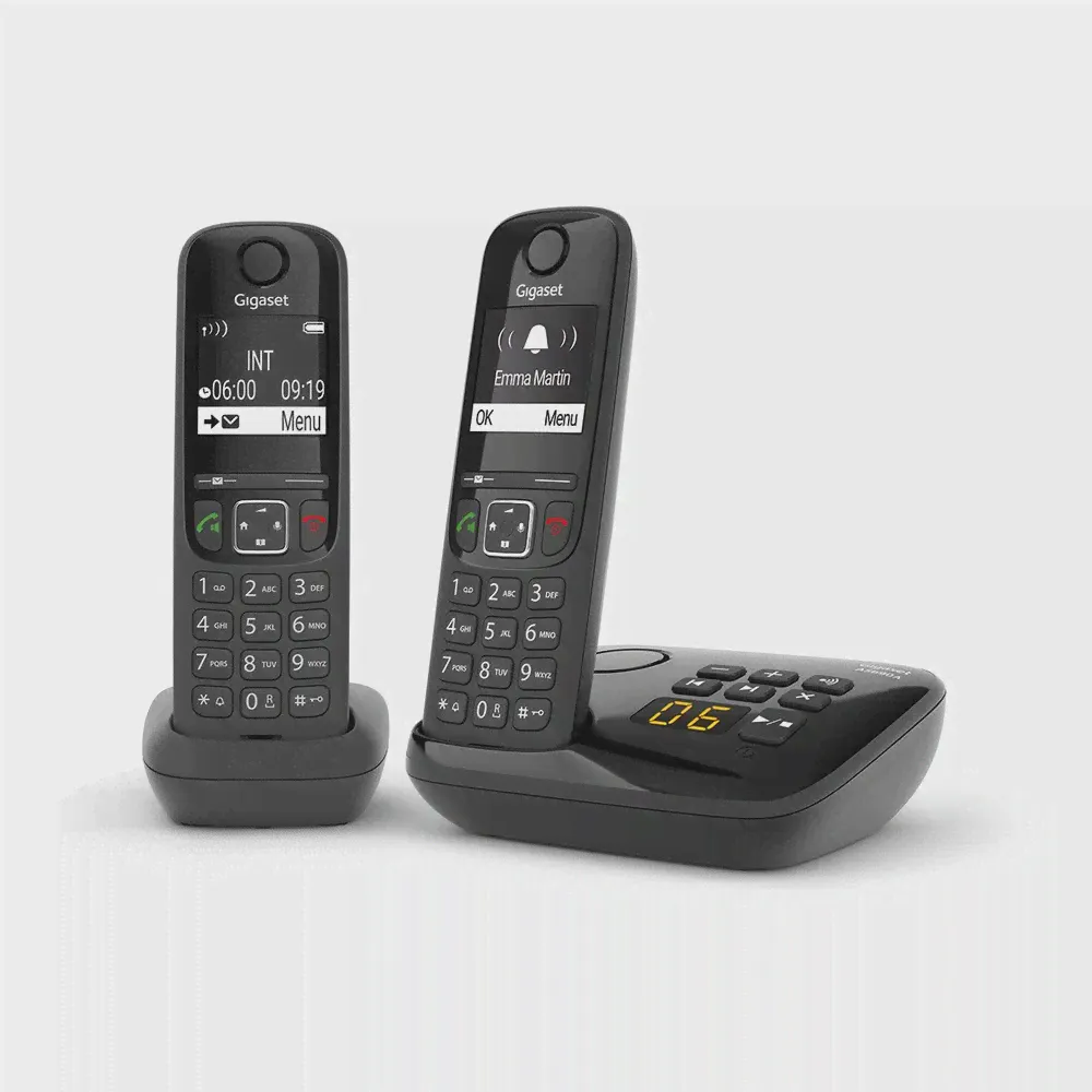 Радиотелефон DECT Gigaset AS690A DUO RUS, черный, 2 трубки